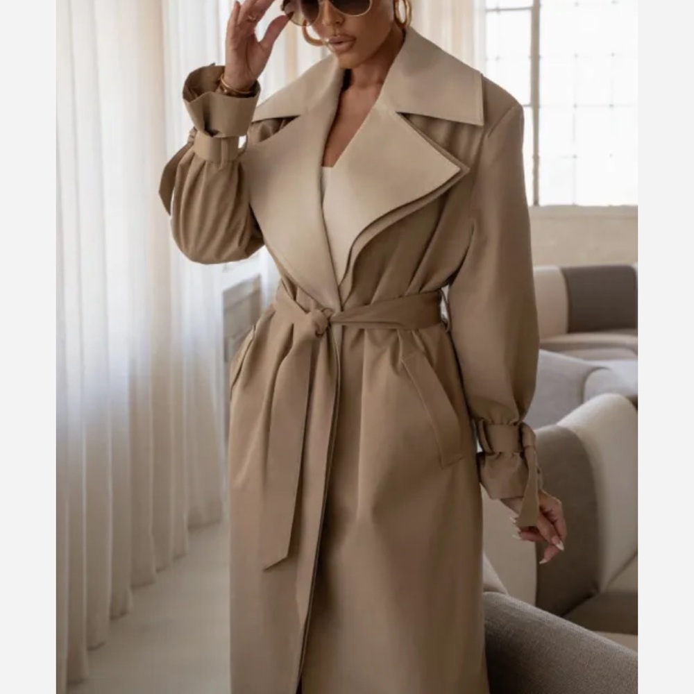 JLUXLABEL Shona oversized Tan Trench Coat - Picture 2 of 7
